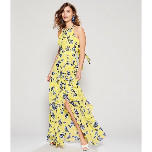 eliza j halter ruffle maxi dress